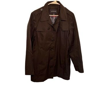 Lands’ End Rain Coat Button Down Black